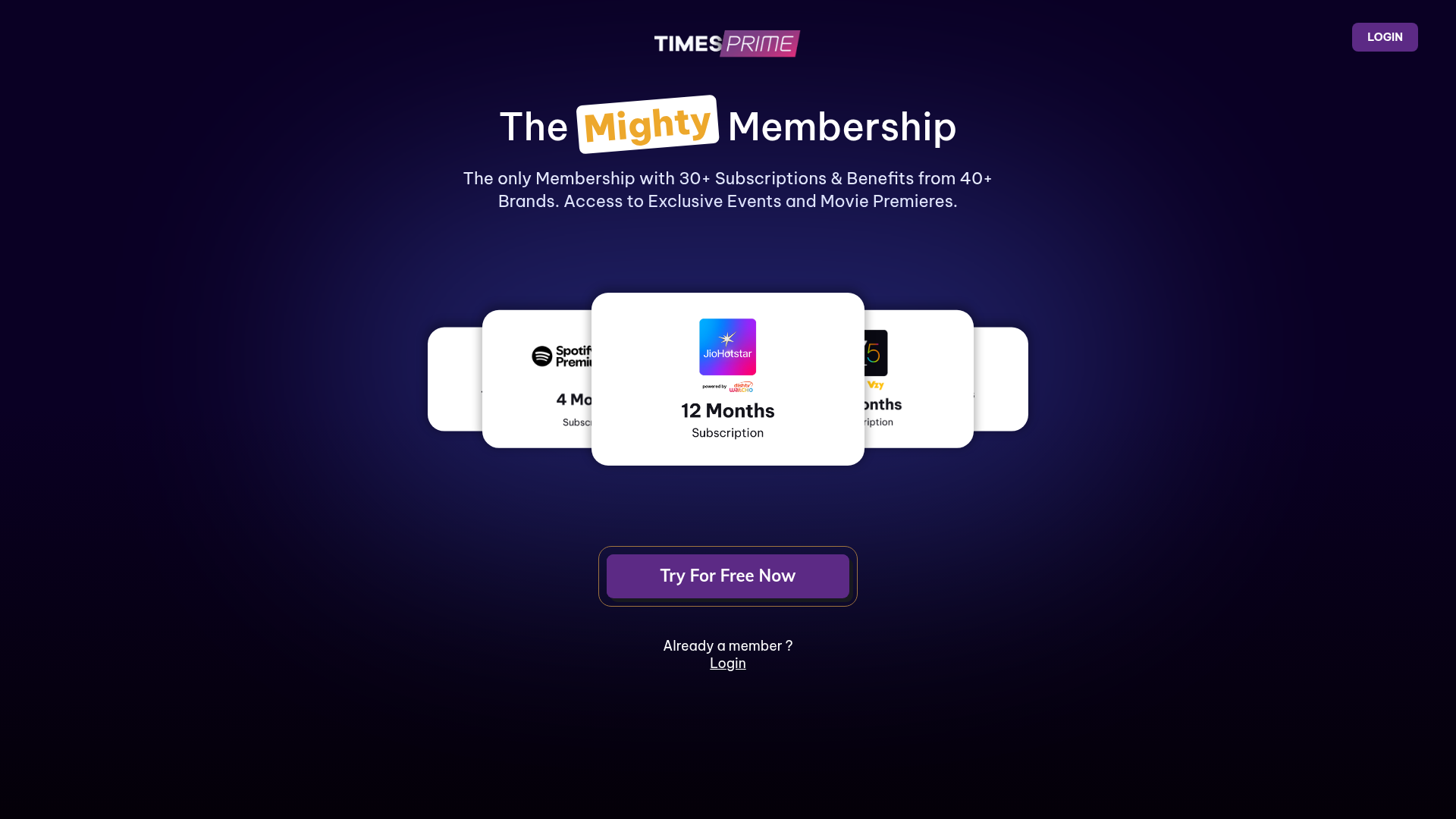 Times Prime membership platform interface
