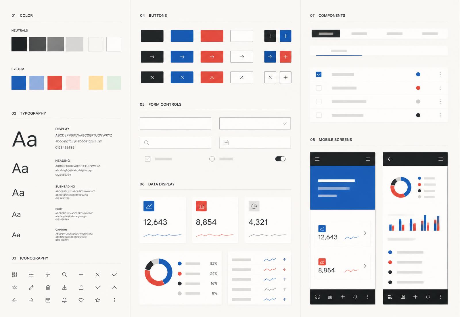 Interface design system with components and design tokens